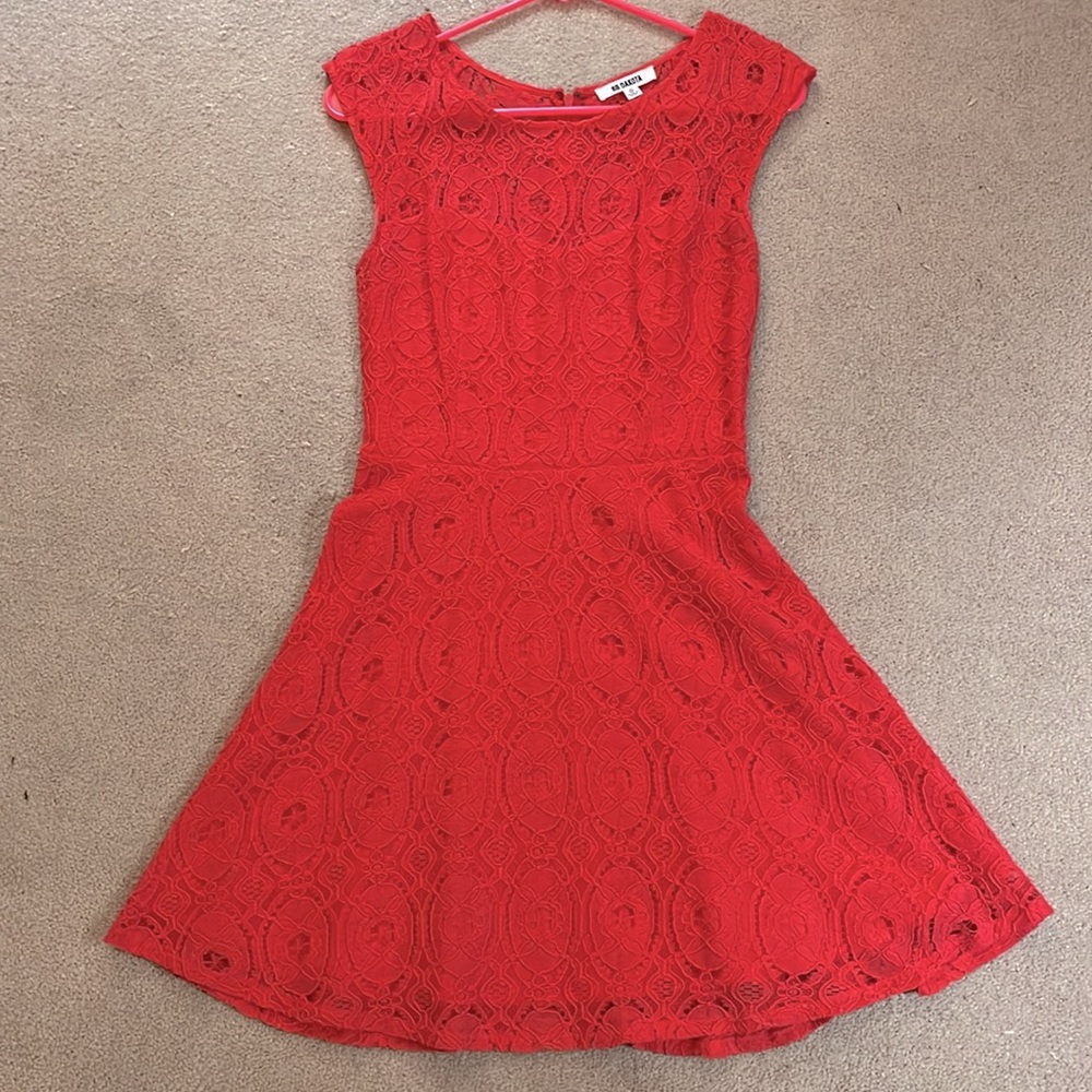 Coral Lace Mini Dress